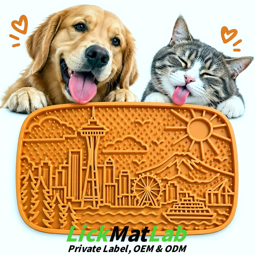 Amber Seattle City-Themed Lick Mats for Pets | Private Label
