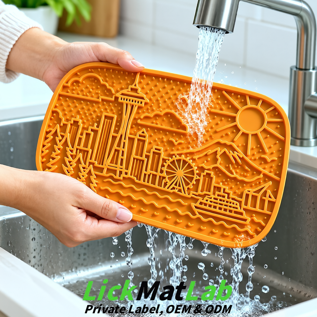 Amber Seattle City-Themed Lick Mats for Pets | Private Label