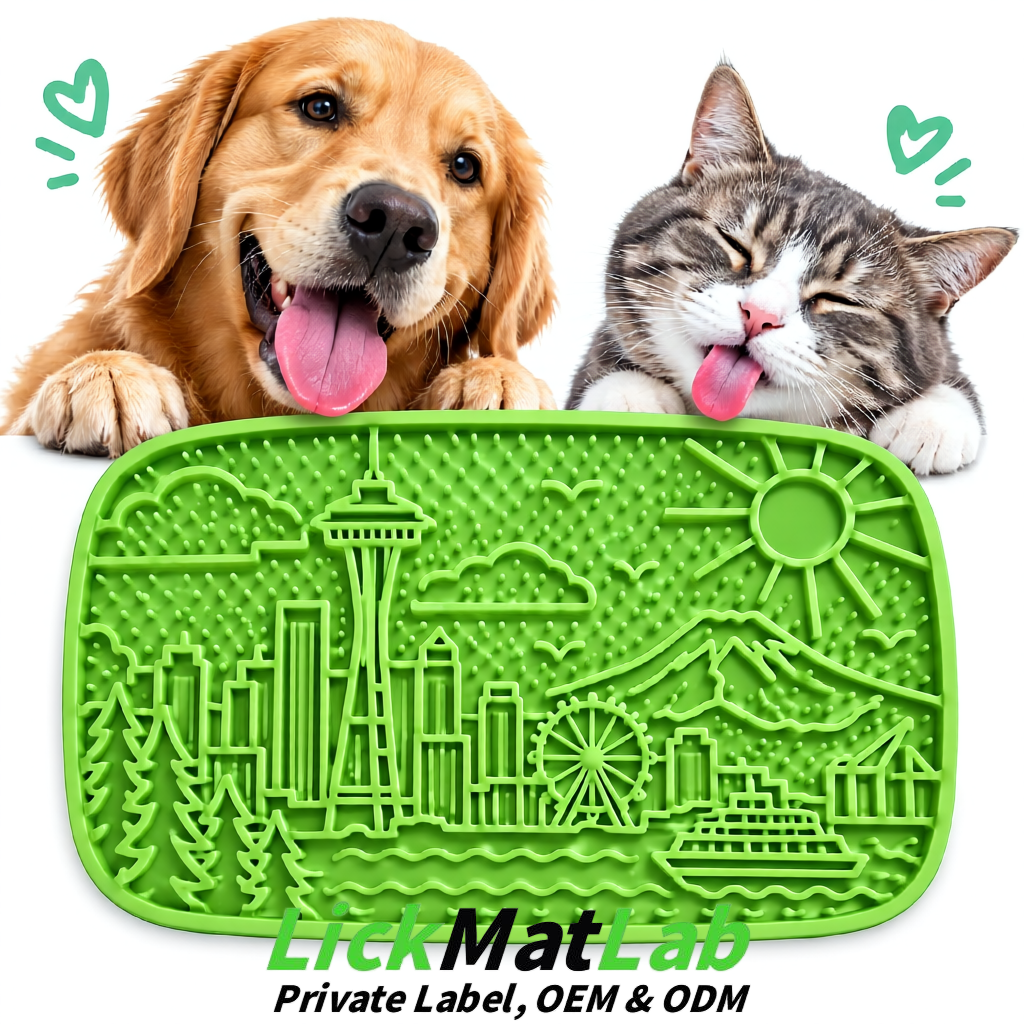 Avocado Green Seattle City-Themed Lick Mats for Pets | Private Label