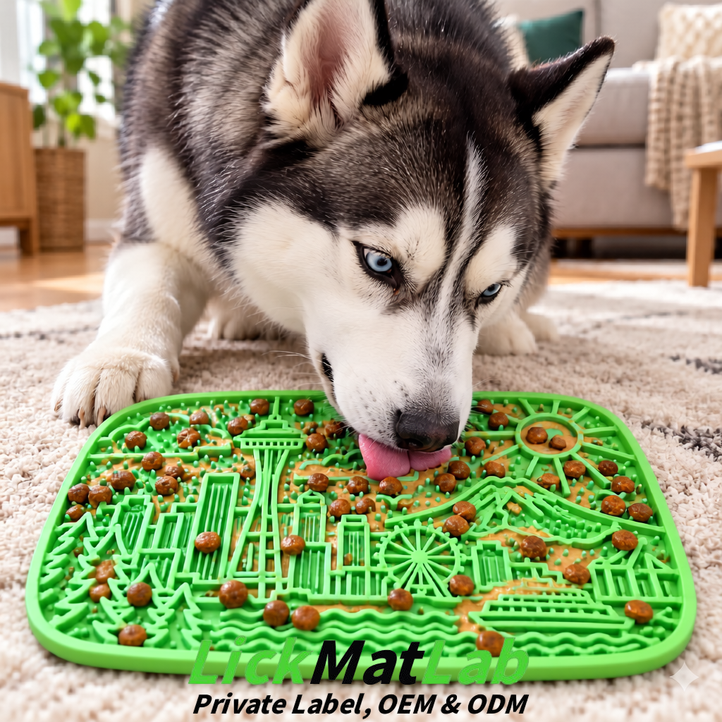 Avocado Green Seattle City-Themed Lick Mats for Pets | Private Label