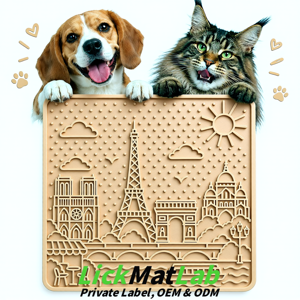 Beige French-Inspired Paris Lick Mats for Pets | Private Label