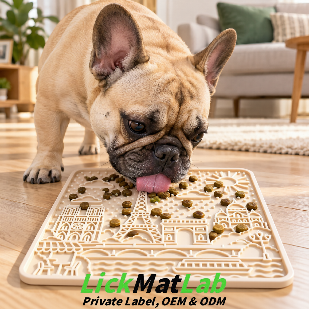 Beige French-Inspired Paris Lick Mats for Pets | Private Label