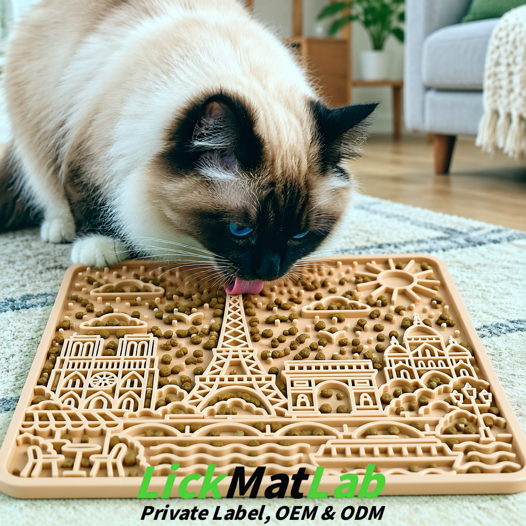 Beige French-Inspired Paris Lick Mats for Pets | Private Label Beige French-Inspired Paris Lick Mats for Pets | Private Label