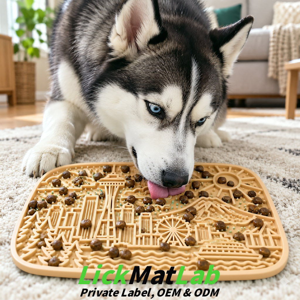 Beige Seattle City-Themed Lick Mats for Pets | Private Label
