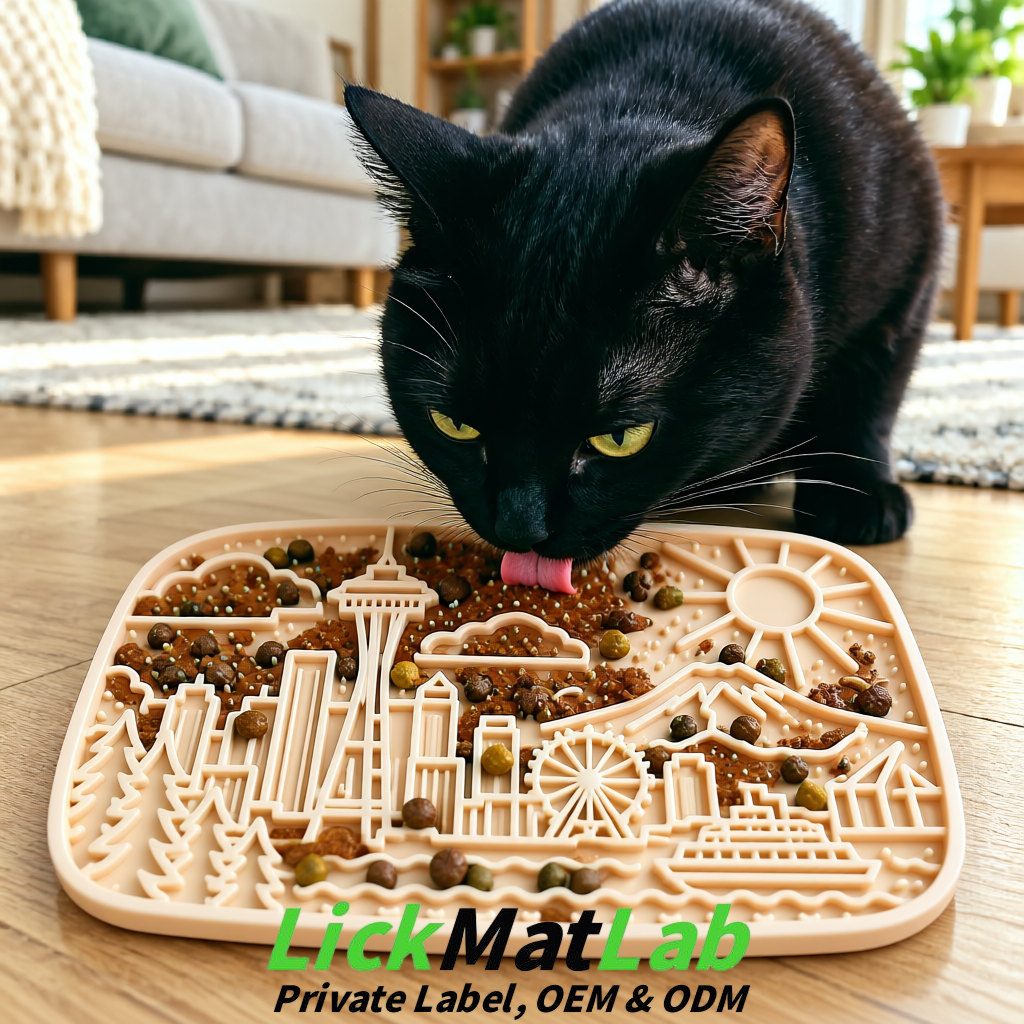 Beige Seattle City-Themed Lick Mats for Pets | Private Label