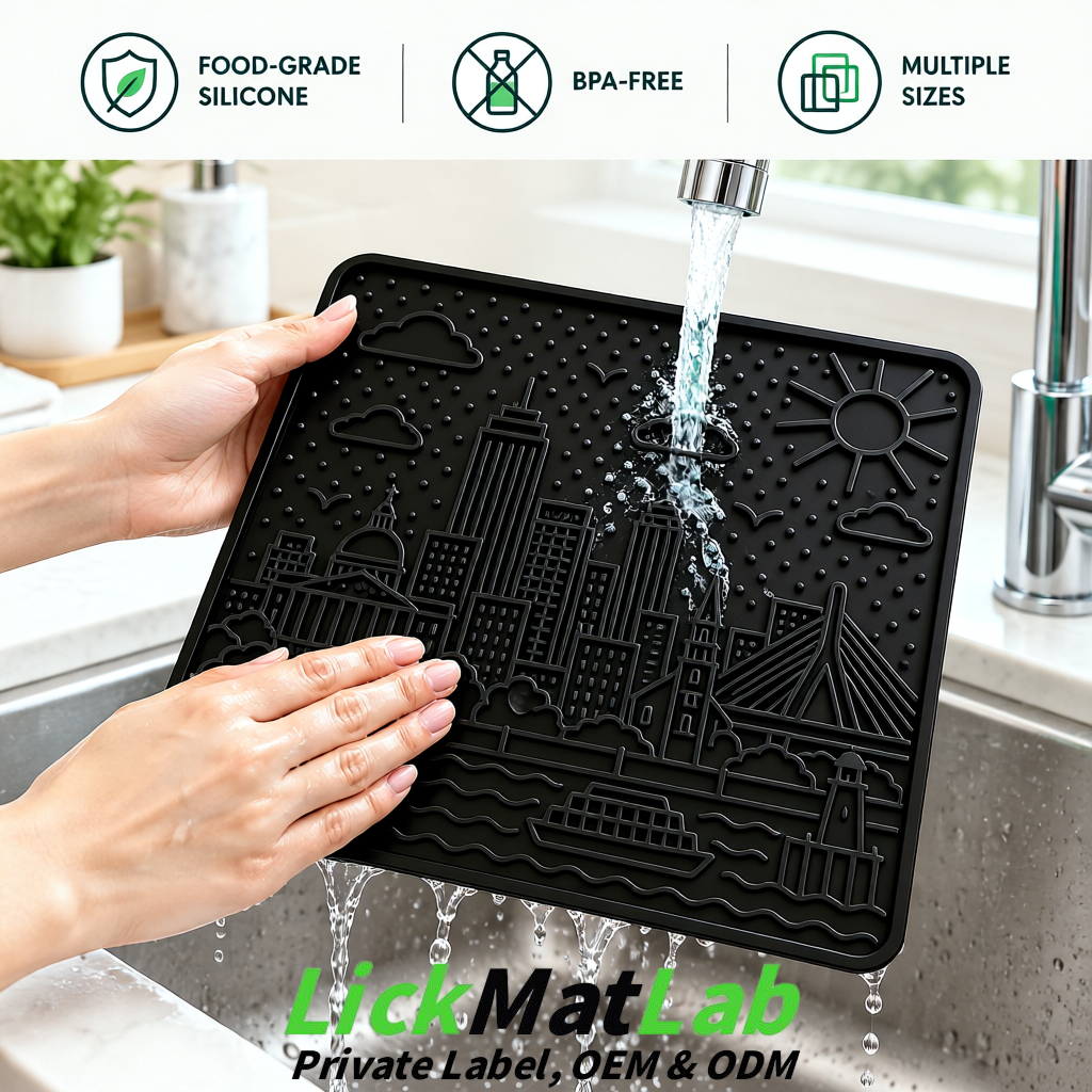 Black Boston Urban Design Lick Mats For Cat & Dog | OEM/ODM Manufacturer