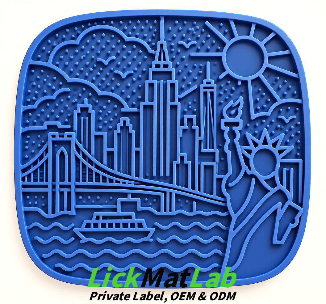 Blue New York Themed Lick Mats for Pets | Private Label & OEM/ODM