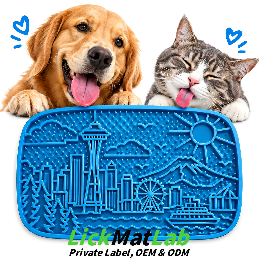 Blue Seattle City-Themed Lick Mats for Pets | Private Label