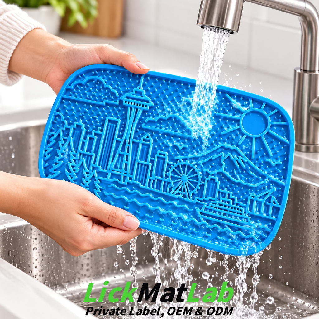 Blue Seattle City-Themed Lick Mats for Pets | Private Label