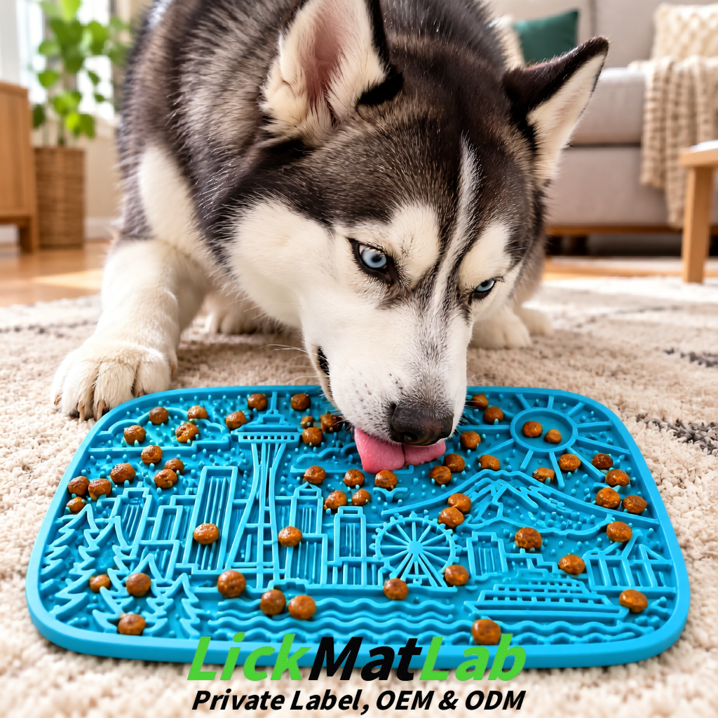 Blue Seattle City-Themed Lick Mats for Pets | Private Label