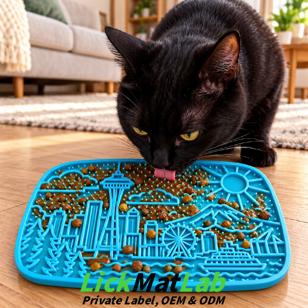 Blue Seattle City-Themed Lick Mats for Pets | Private Label