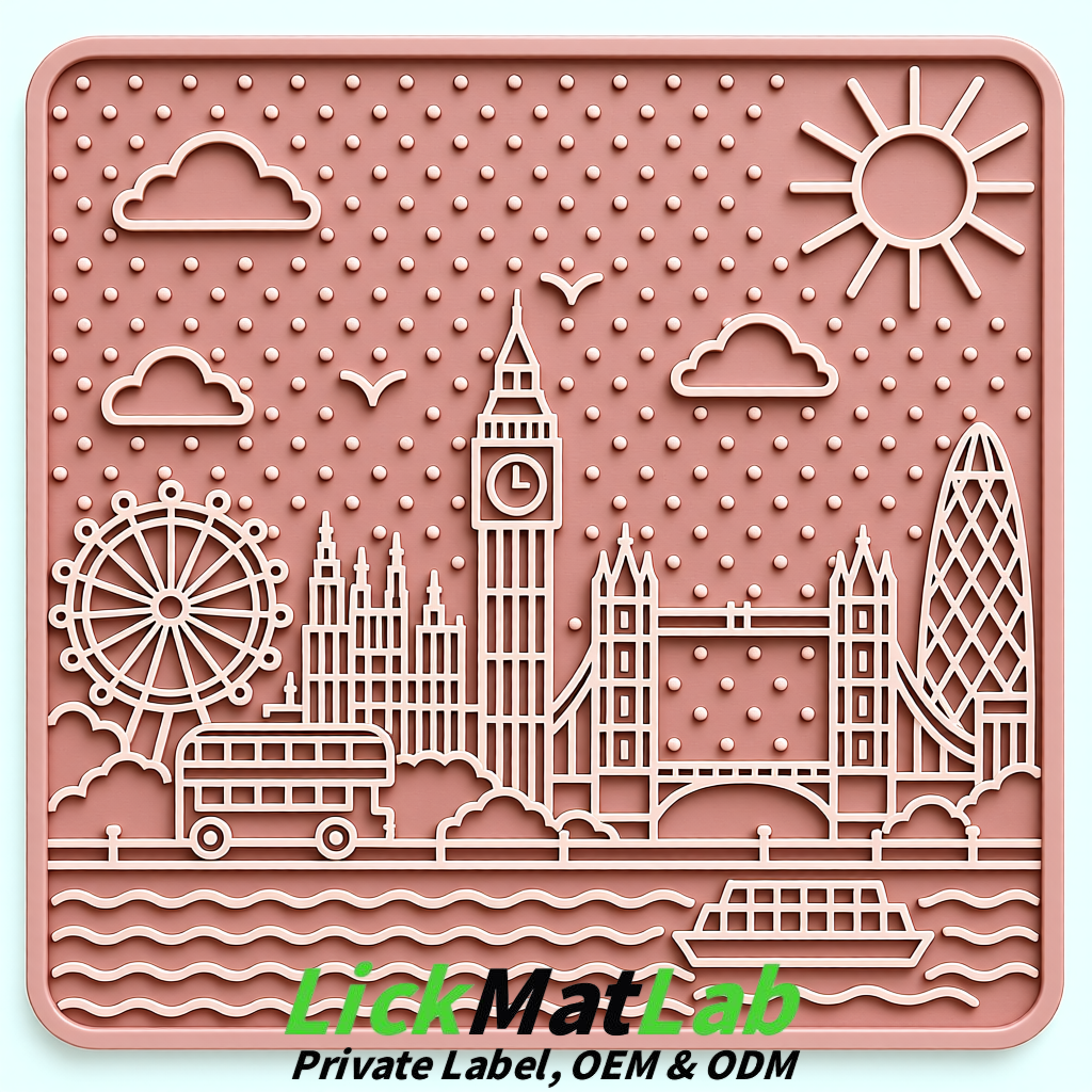 Blush London-Themed Lick Mats for Dogs & Cats | Custom Logo Blush London-Themed Lick Mats for Dogs & Cats | Custom Logo