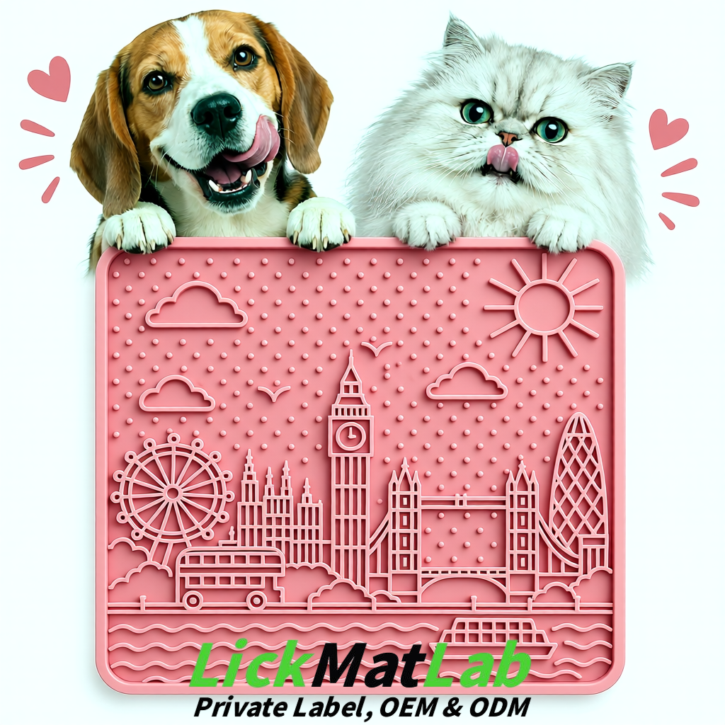 Blush London-Themed Lick Mats for Dogs & Cats | Custom Logo