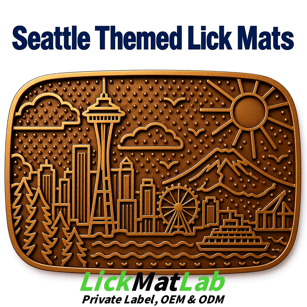 Bronze Seattle City-Themed Lick Mats for Pets | Private Label