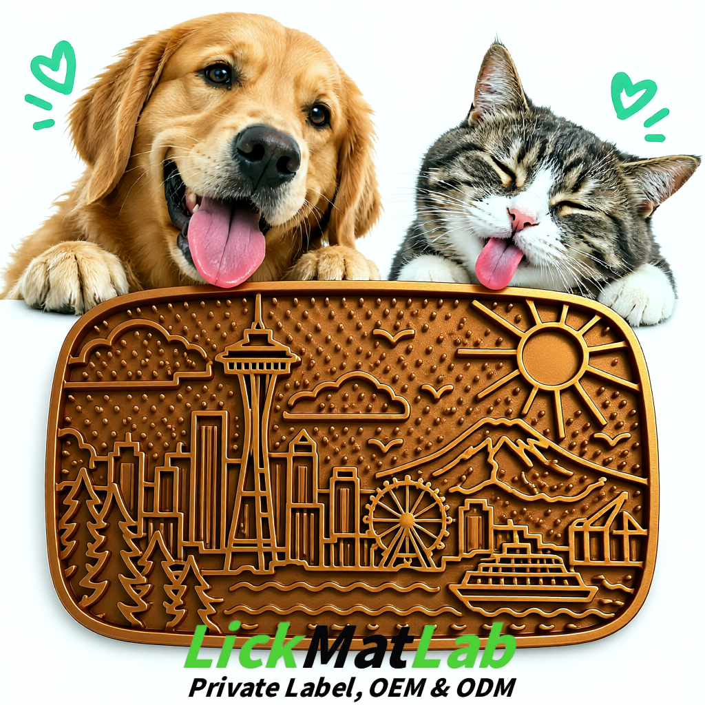 Bronze Seattle City-Themed Lick Mats for Pets | Private Label