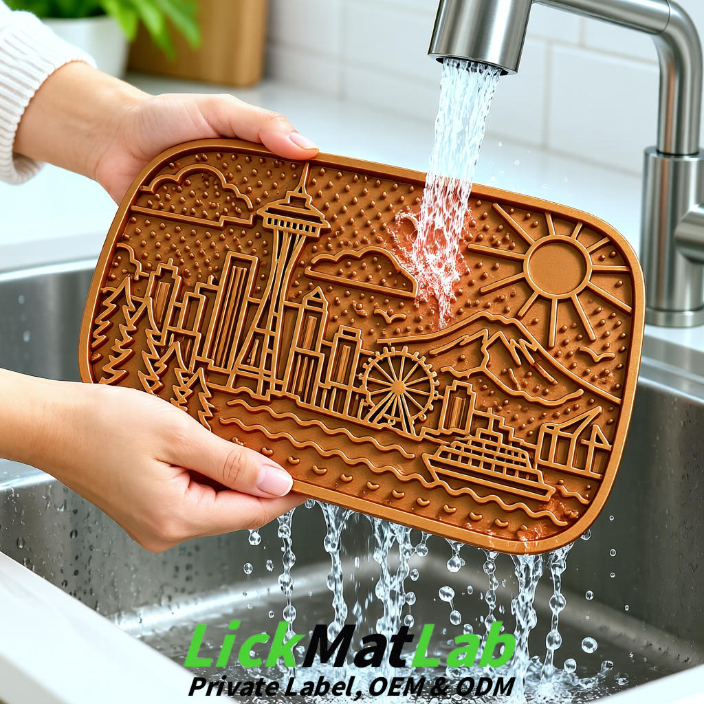 Bronze Seattle City-Themed Lick Mats for Pets | Private Label