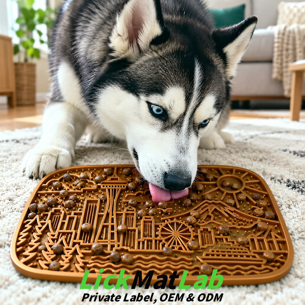 Bronze Seattle City-Themed Lick Mats for Pets | Private Label