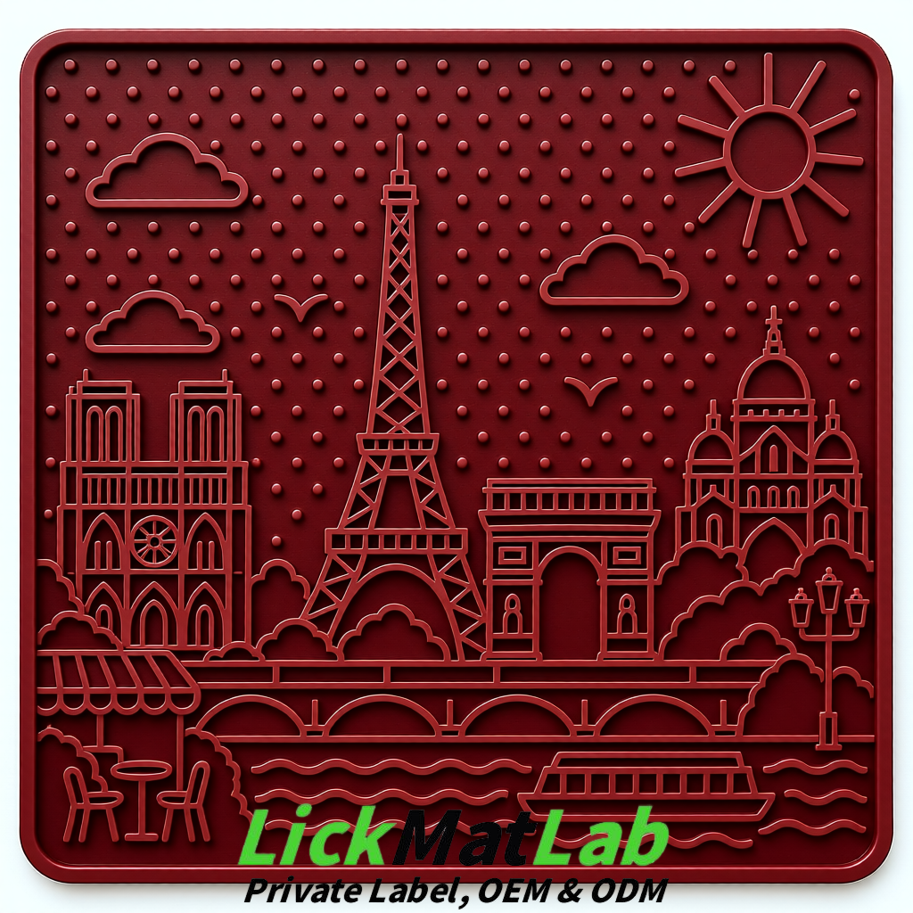 Burgundy French-Inspired Paris Lick Mats for Pets | Private Label