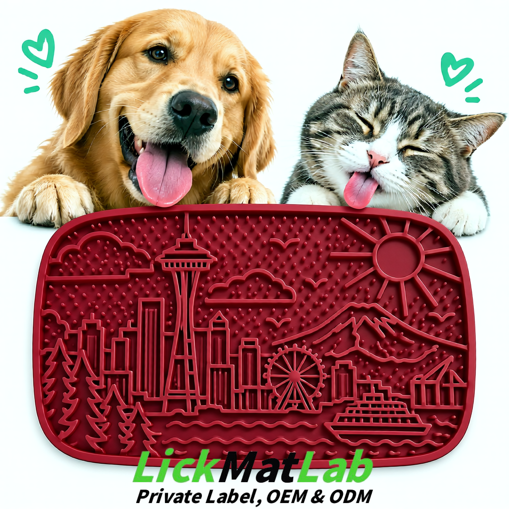 Burgundy Seattle City-Themed Lick Mats for Pets | Private Label