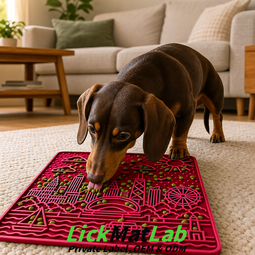 Carmine Chicago Skyline Lick Mats for Dogs & Cats | Private Label
