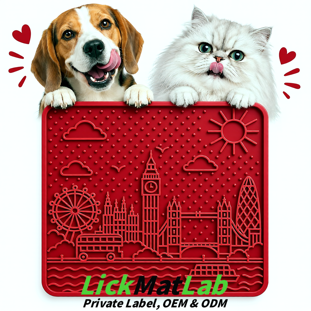 Carmine London-Themed Lick Mats for Dogs & Cats | Custom Logo