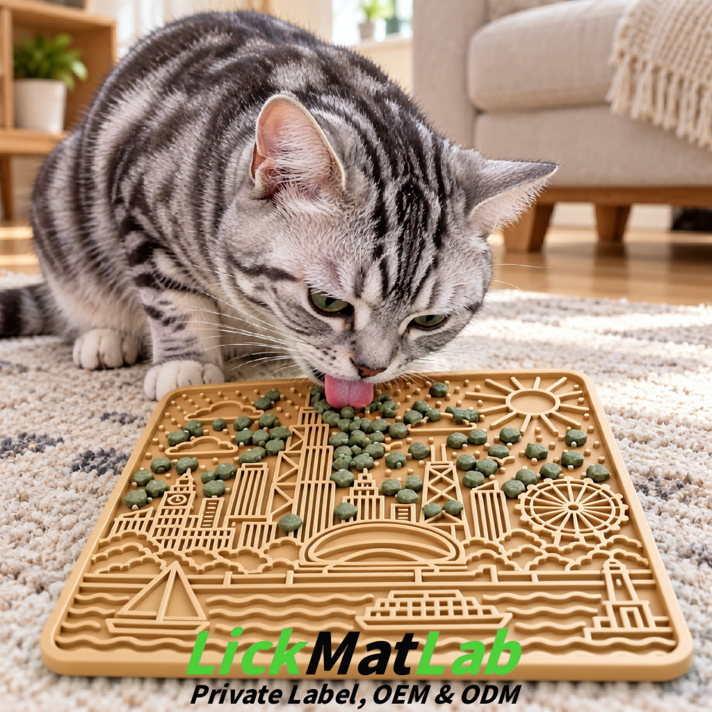 Champagne Chicago Skyline Lick Mats for Dogs & Cats | Private Label