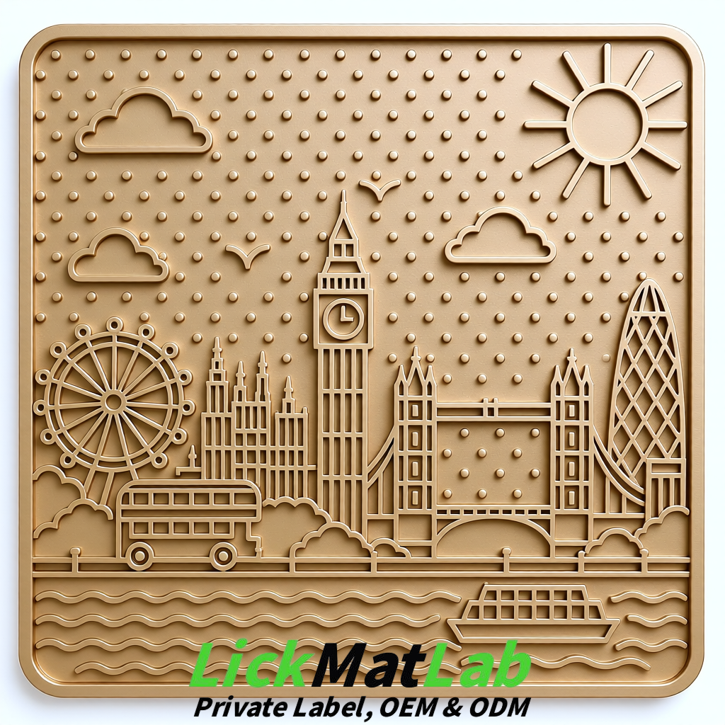 Champagne London-Themed Lick Mats for Dogs & Cats | Custom Logo