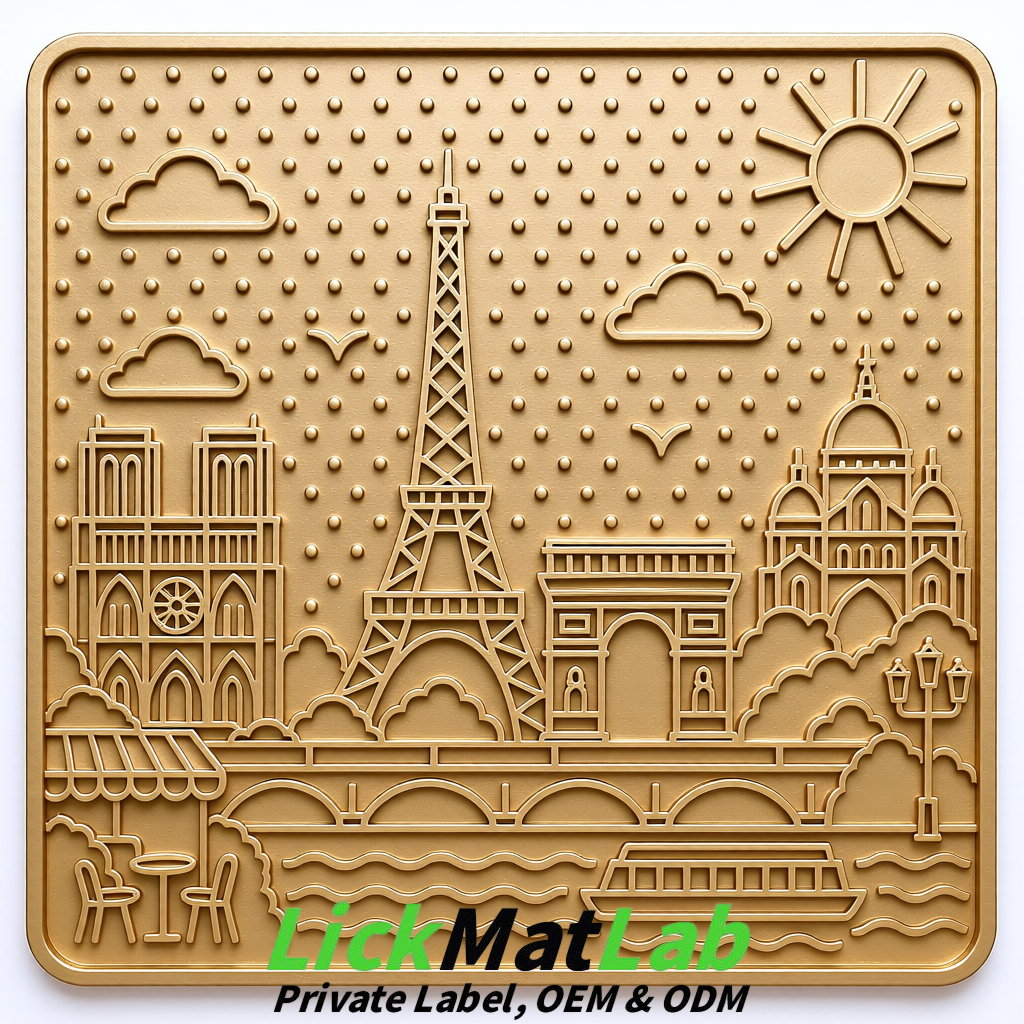 Champagne French-Inspired Paris Lick Mats for Pets | Private Label