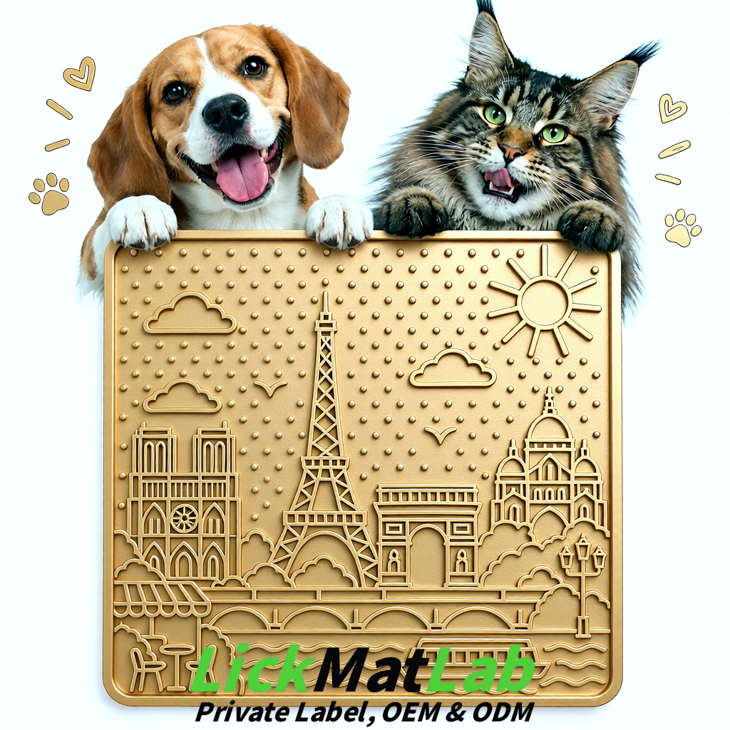 Champagne French-Inspired Paris Lick Mats for Pets | Private Label