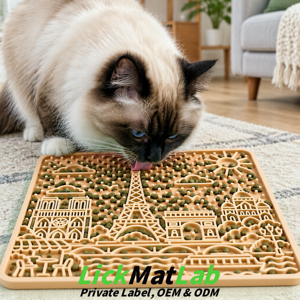 Champagne French-Inspired Paris Lick Mats for Pets | Private Label