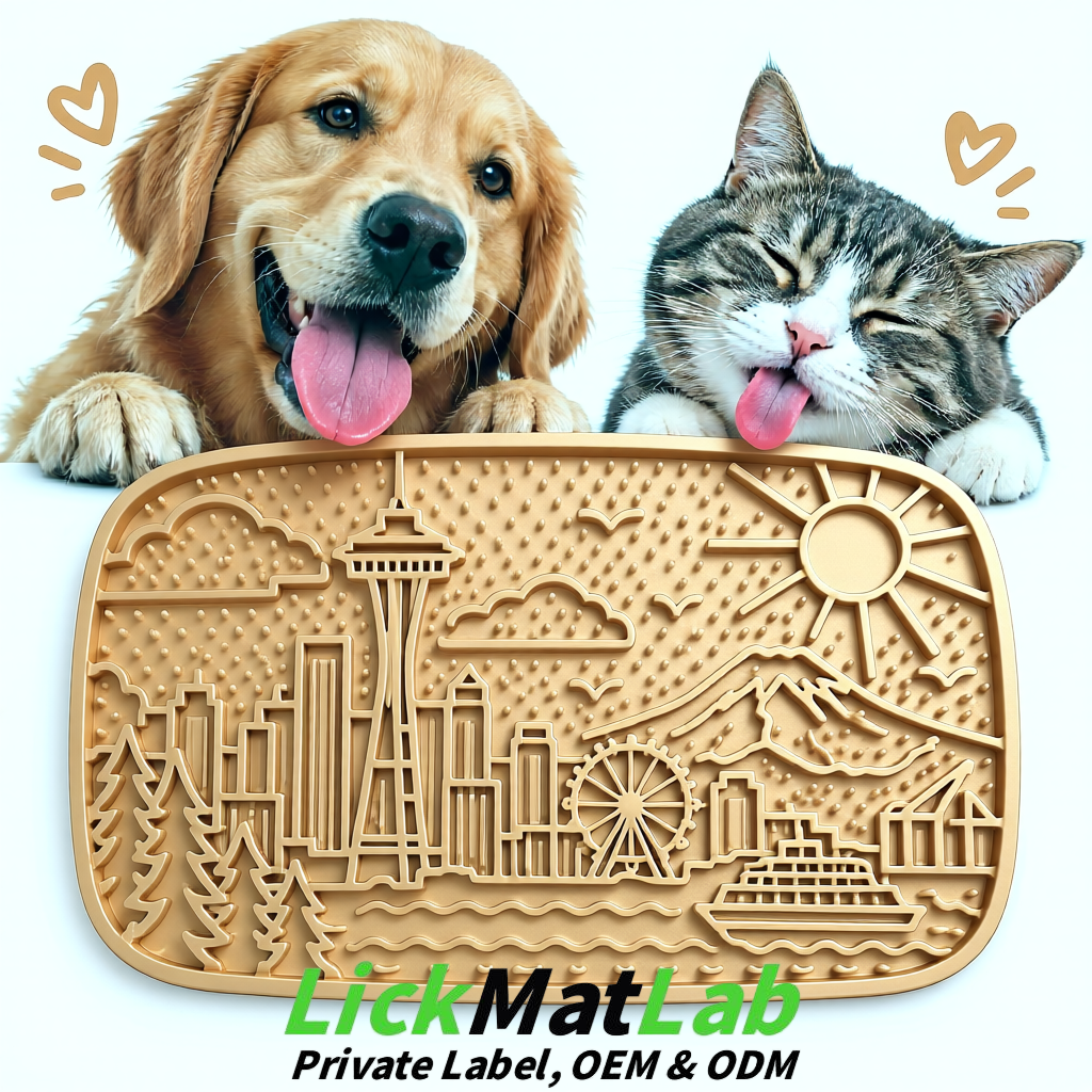 Champagne Seattle City-Themed Lick Mats for Pets | Private Label