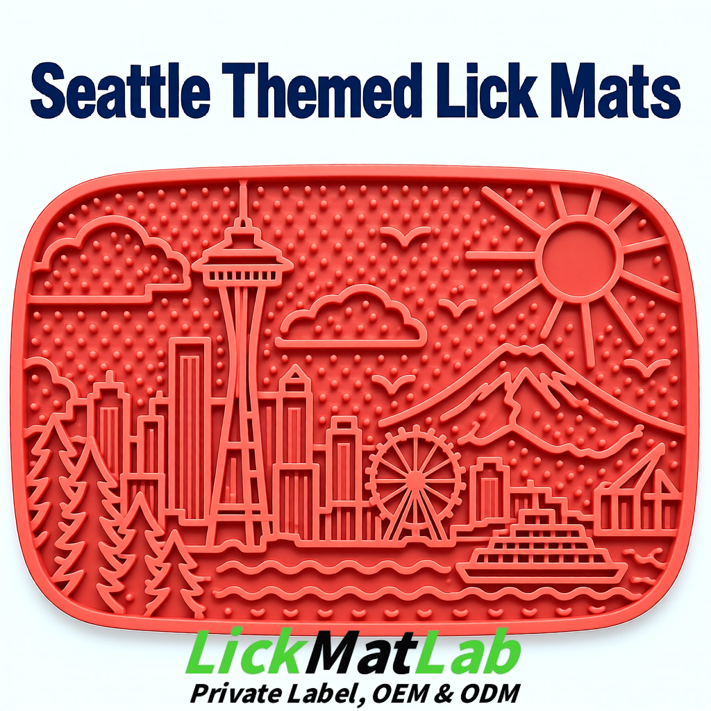 Coral Seattle City-Themed Lick Mats for Pets | Private Label