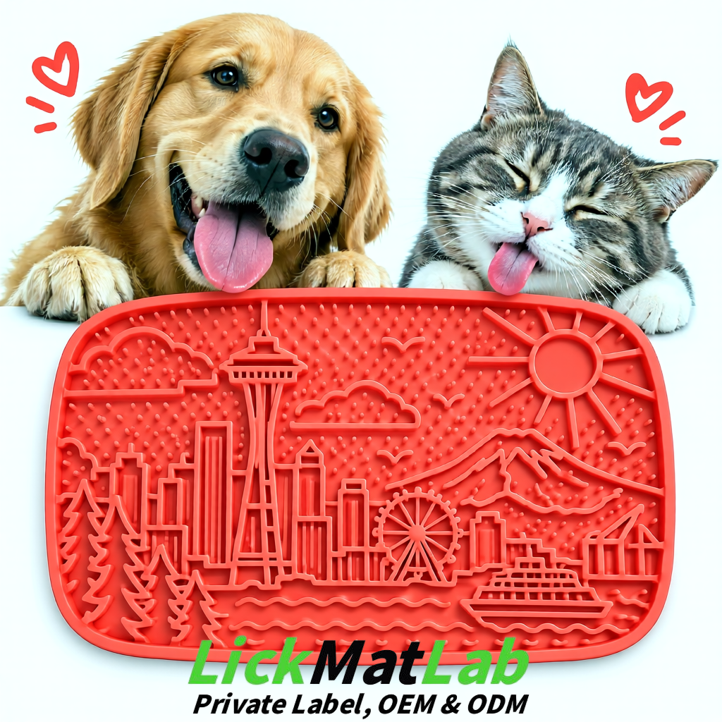 Coral Seattle City-Themed Lick Mats for Pets | Private Label