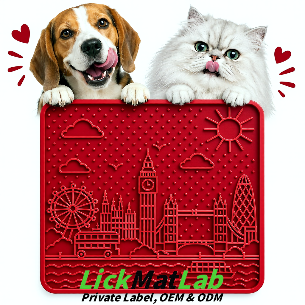 Crimson London-Themed Lick Mats for Dogs & Cats | Custom Logo