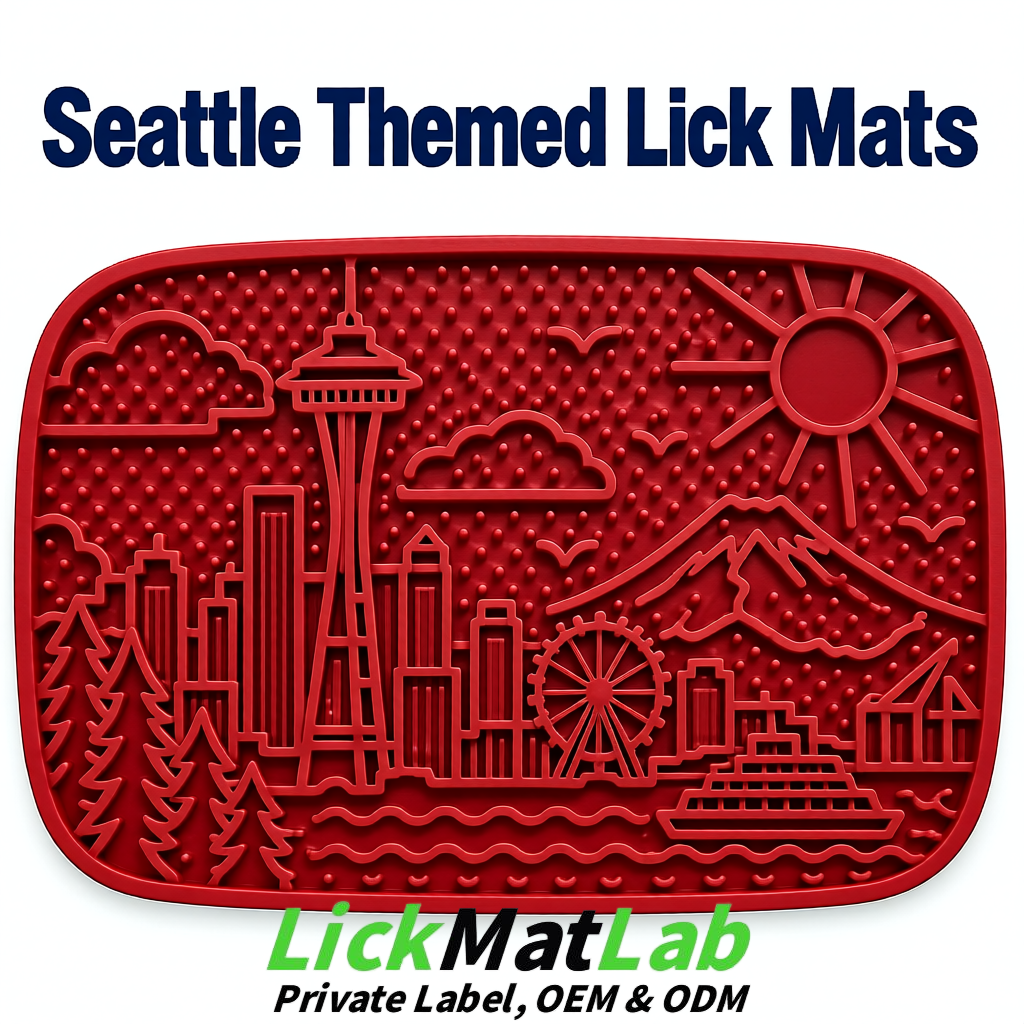 Crimson Seattle City-Themed Lick Mats for Pets | Private Label