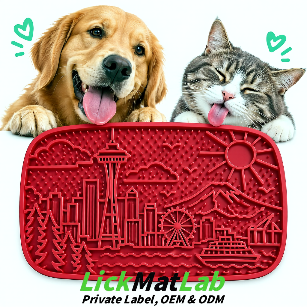Crimson Seattle City-Themed Lick Mats for Pets | Private Label