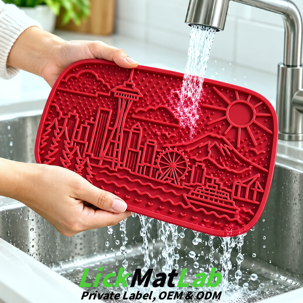 Crimson Seattle City-Themed Lick Mats for Pets | Private Label