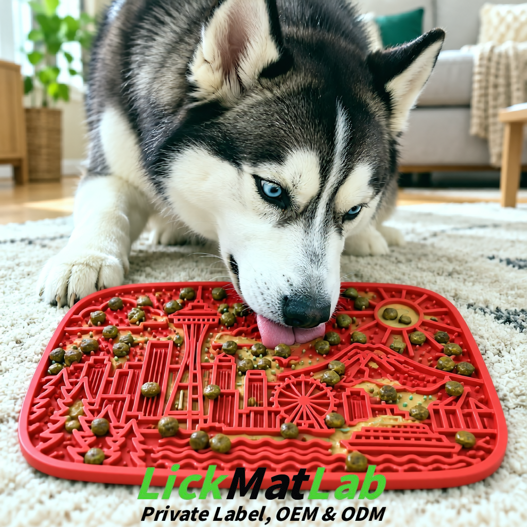 Crimson Seattle City-Themed Lick Mats for Pets | Private Label