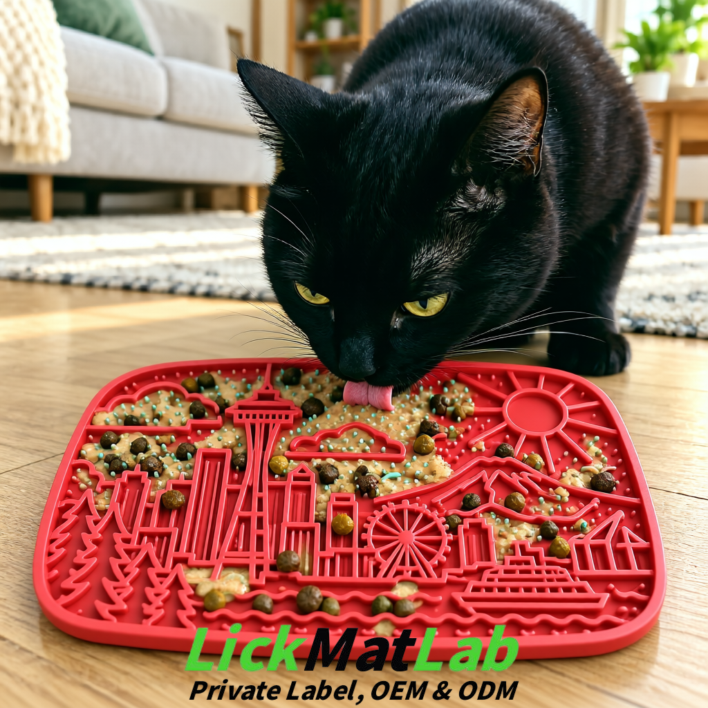 Crimson Seattle City-Themed Lick Mats for Pets | Private Label