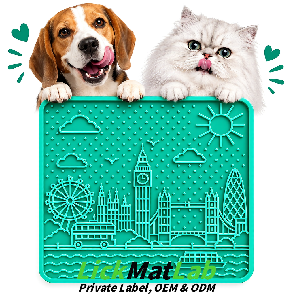 Cyan London-Themed Lick Mats for Dogs & Cats | Custom Logo