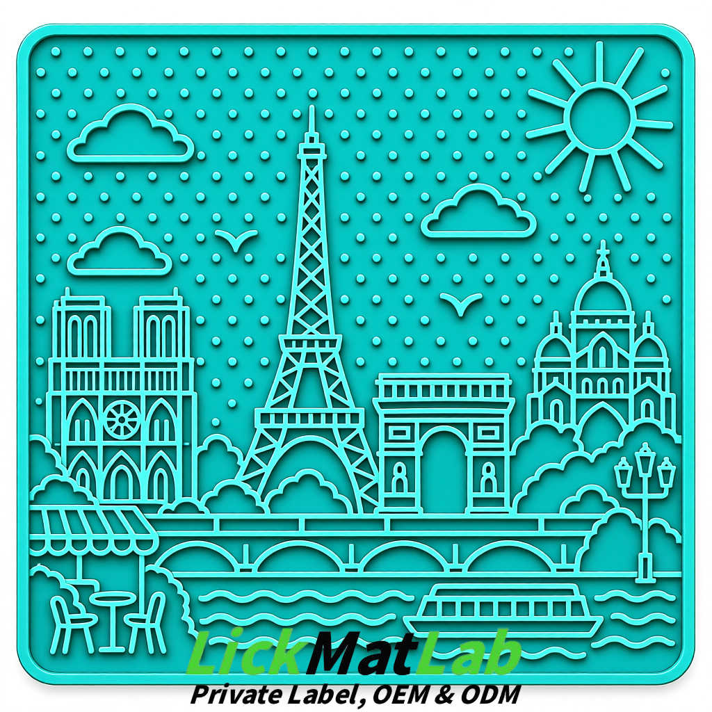 Cyan French-Inspired Paris Lick Mats for Pets | Private Label