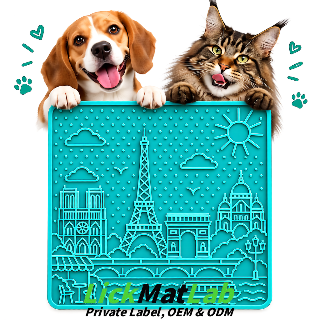 Cyan French-Inspired Paris Lick Mats for Pets | Private Label