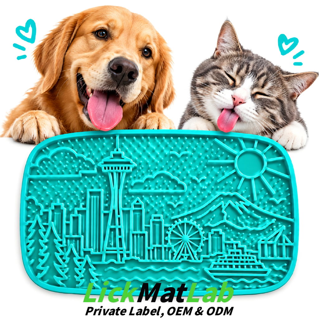 Cyan Seattle City-Themed Lick Mats for Pets | Private Label