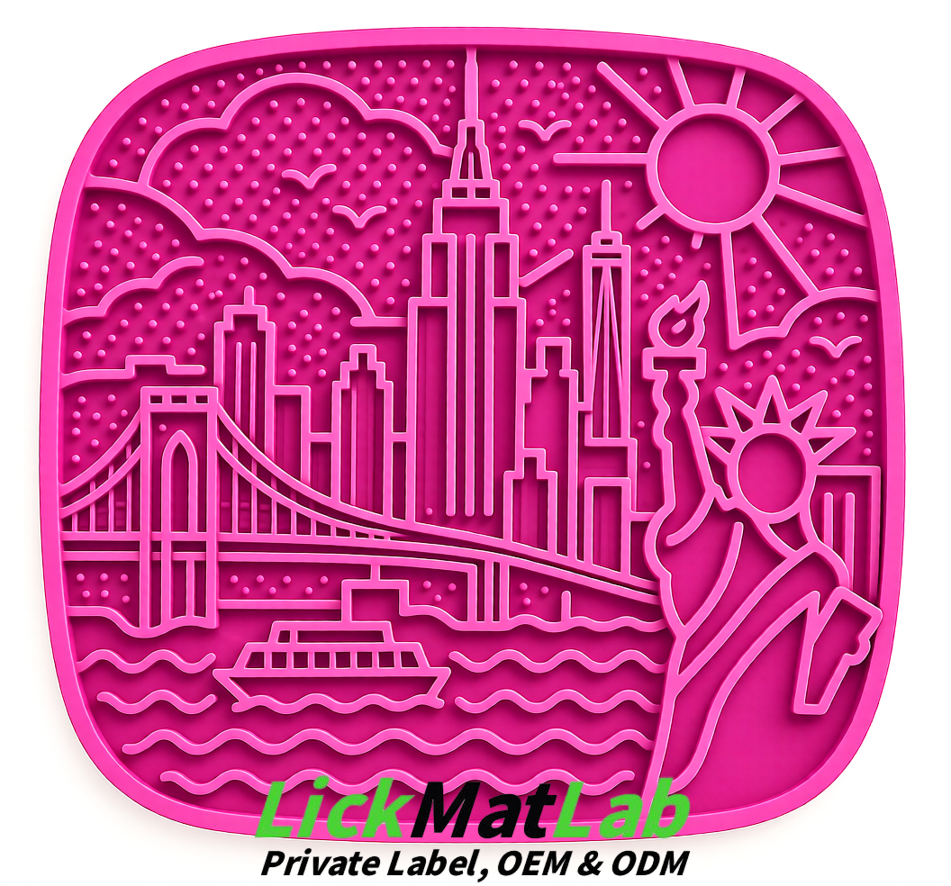 Fuchsia New York Themed Lick Mats for Pets | Private Label & OEM/ODM