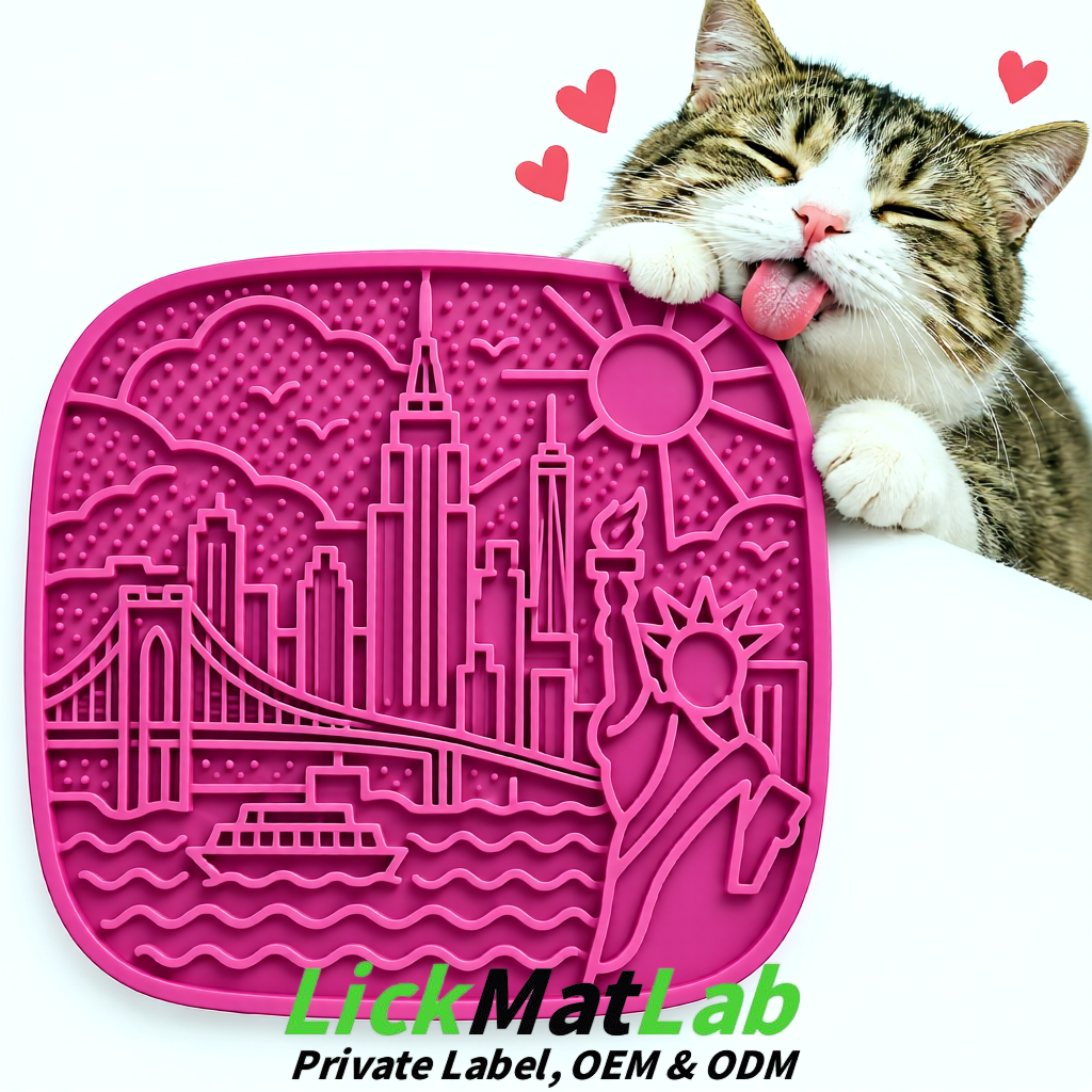 Fuchsia New York Themed Lick Mats for Pets | Private Label & OEM/ODM