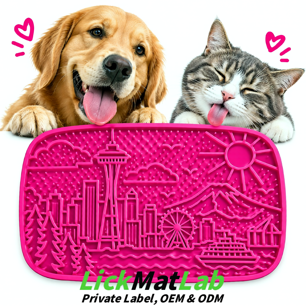Fuchsia Seattle City-Themed Lick Mats for Pets | Private Label