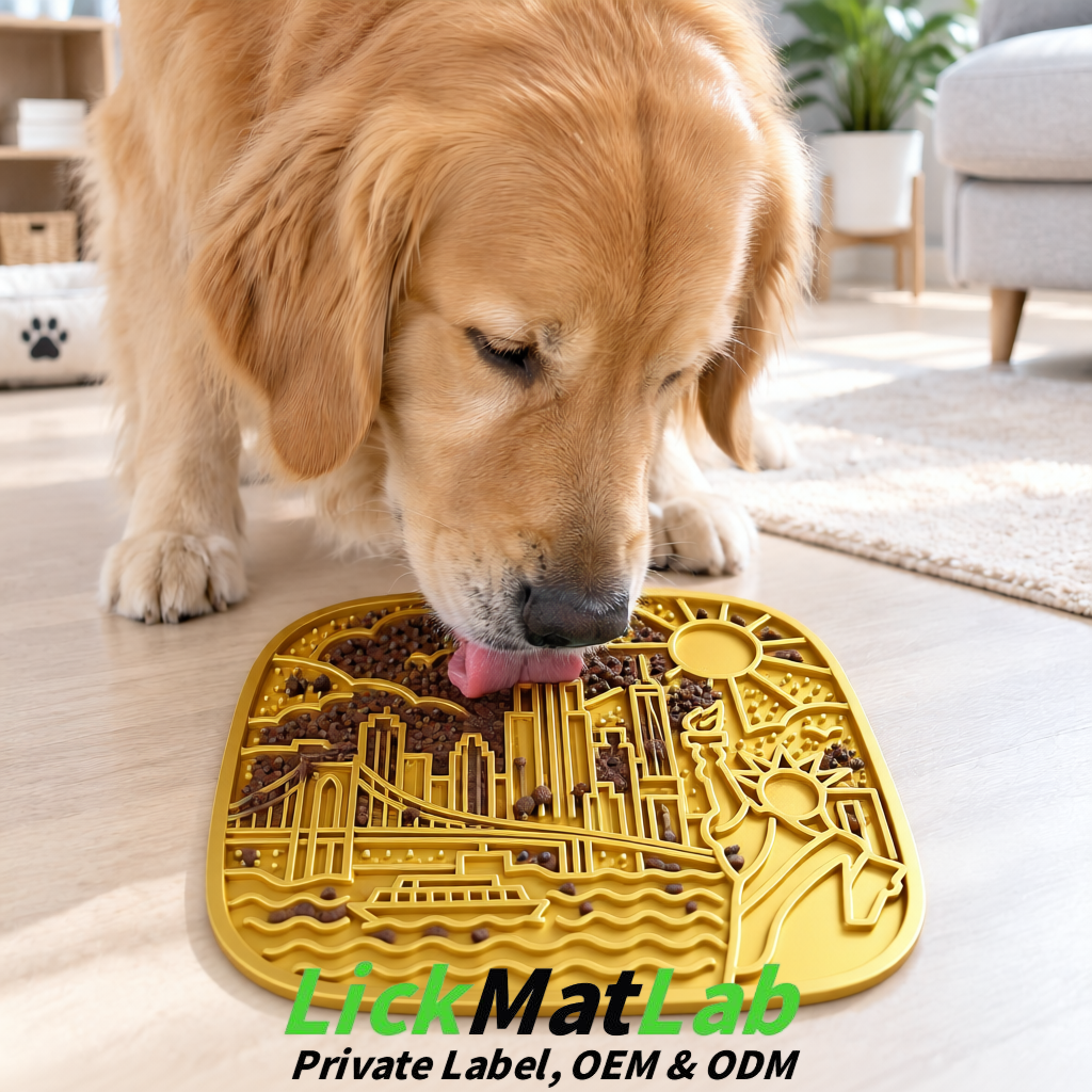 Gold New York Themed Lick Mats for Pets | Private Label & OEM/ODM