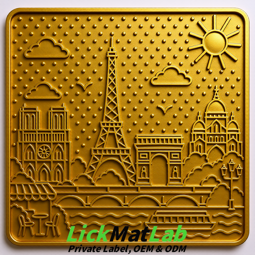 Gold French-Inspired Paris Lick Mats for Pets | Private Label