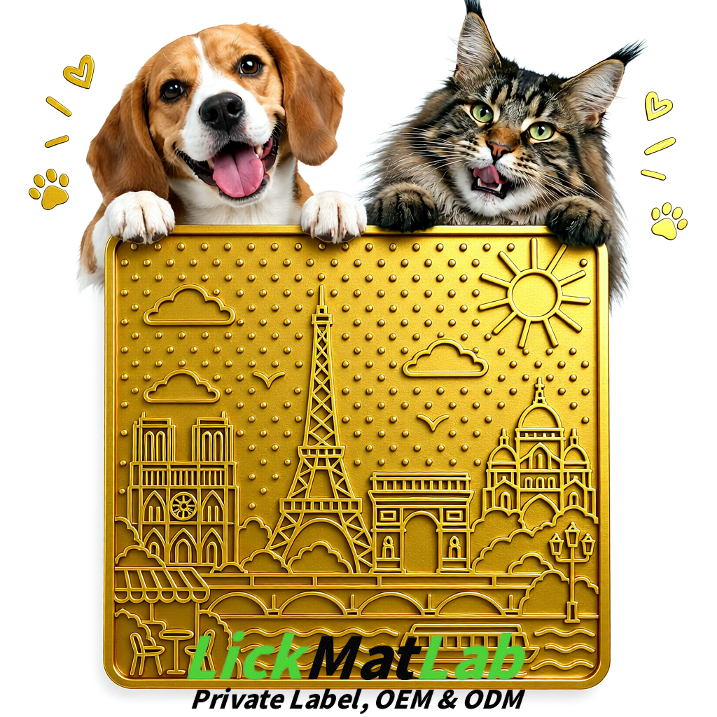 Gold French-Inspired Paris Lick Mats for Pets | Private Label