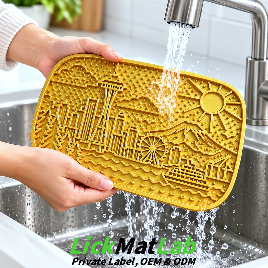 Gold Seattle City-Themed Lick Mats for Pets | Private Label